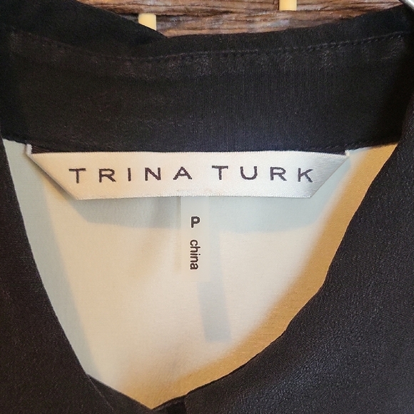 Trina Turk Cream and Black Button Down Shirt - Picture 2 of 8